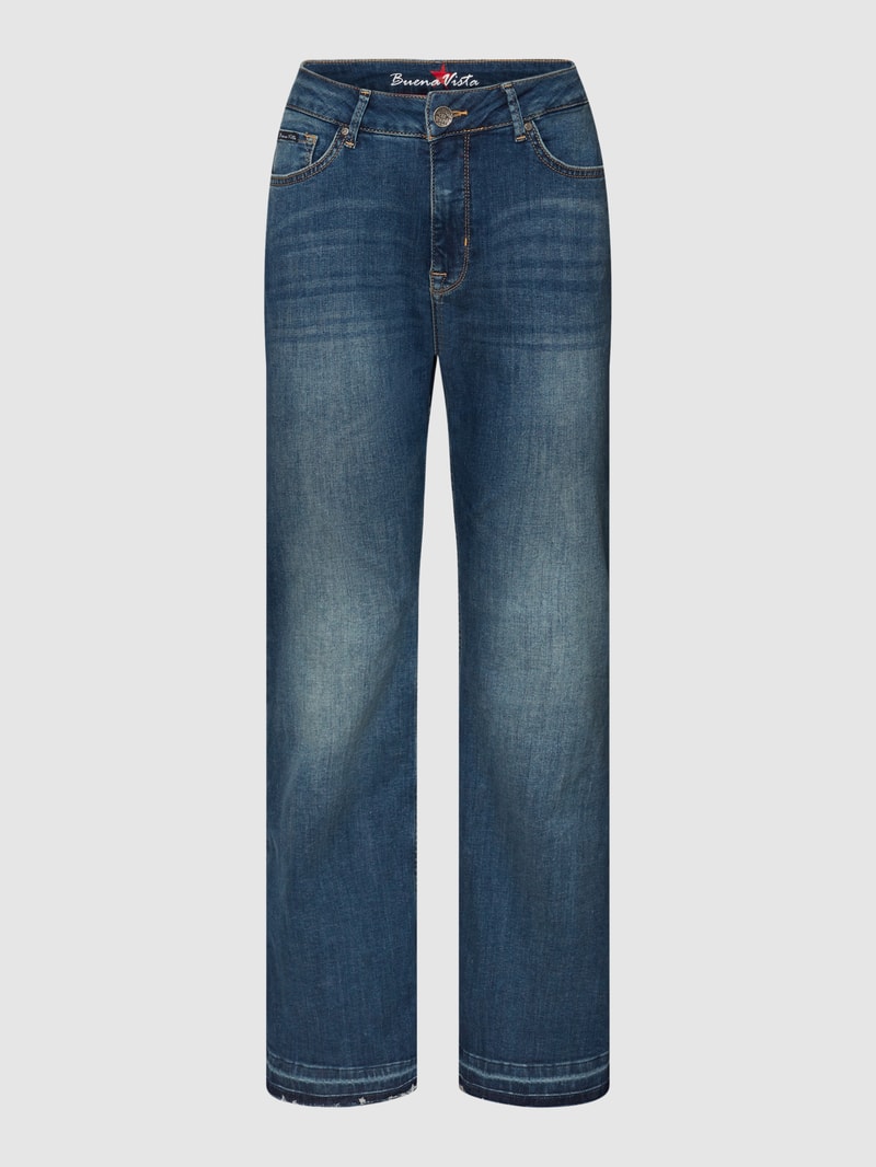 Flared Fit Jeans mit Kontrastnähten in blau