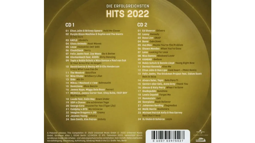 Die Ultimative Chartshow-Hits 2022
