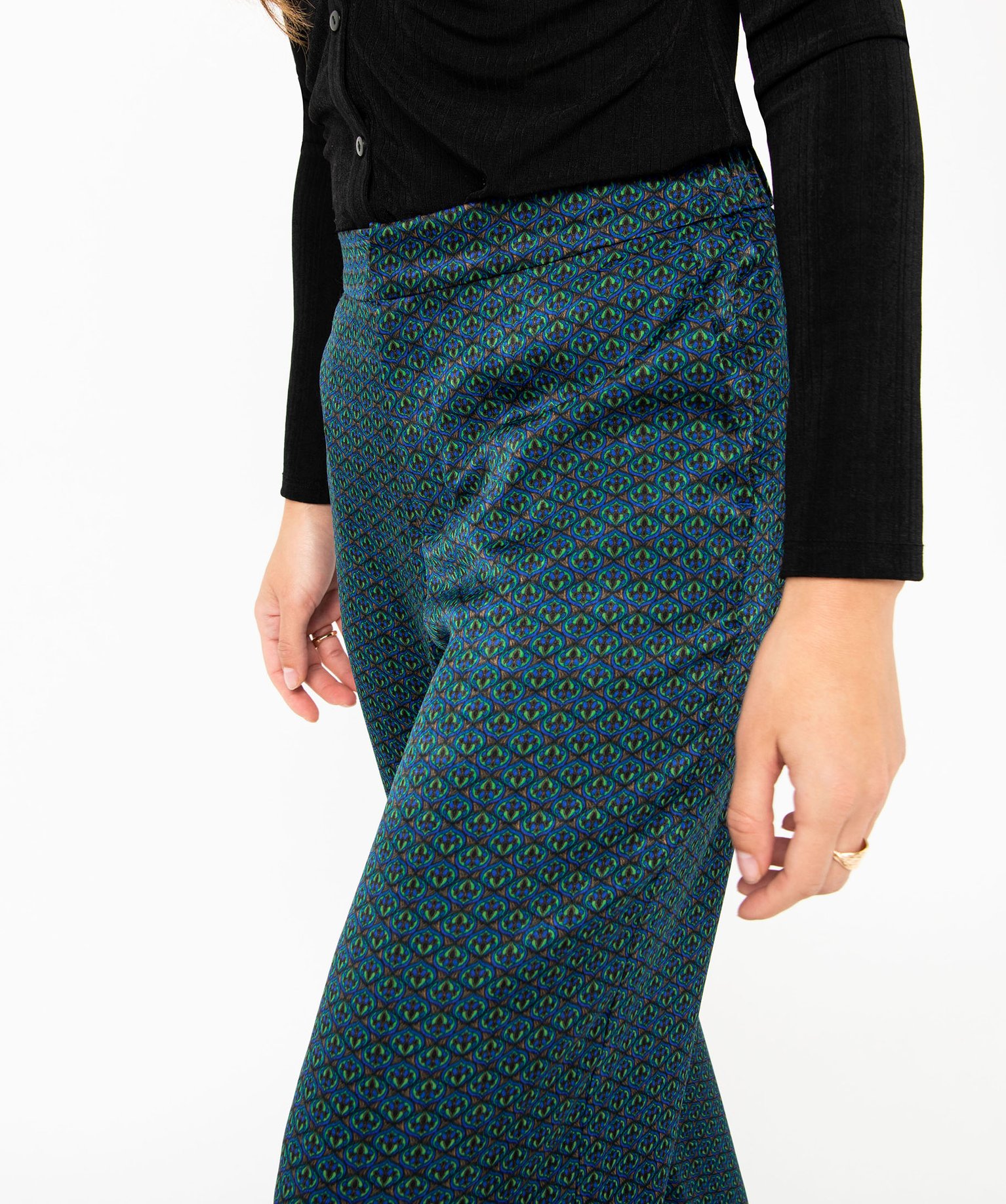 Pantalon large en satin fluide imprimé femme imprime | GEMO