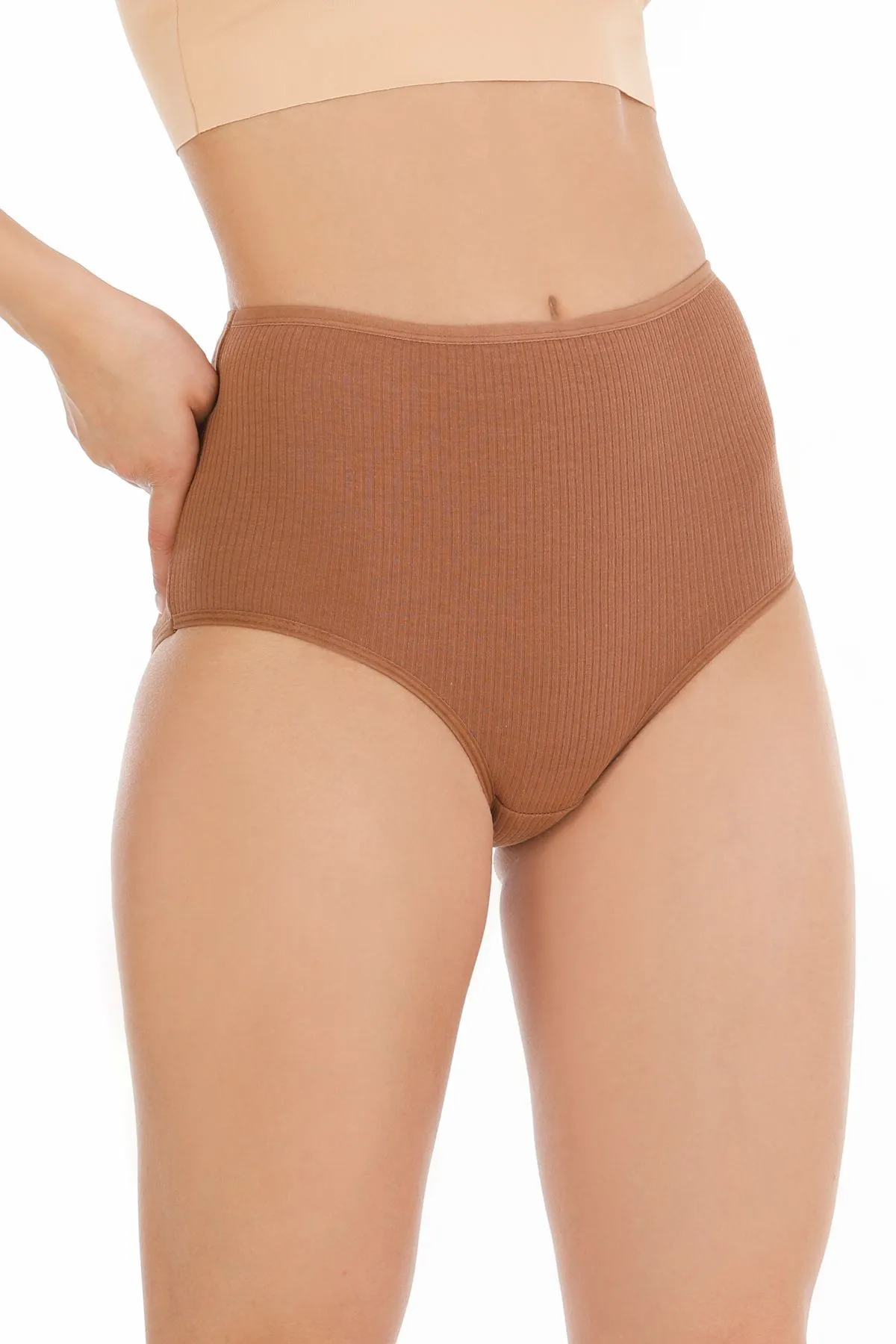 Sensu  Geripptes 7-teiliges Höschenset für Damen mit hoher Taille – KTS3080