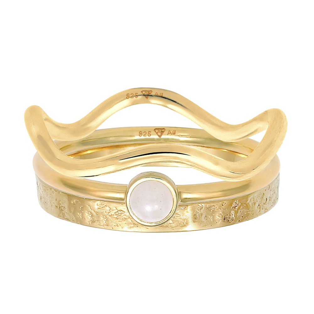 Elli PREMIUM Elli PREMIUM Bague Femmes Pile Solitaire Set avec Quartz Rose en argent sterling  Bague