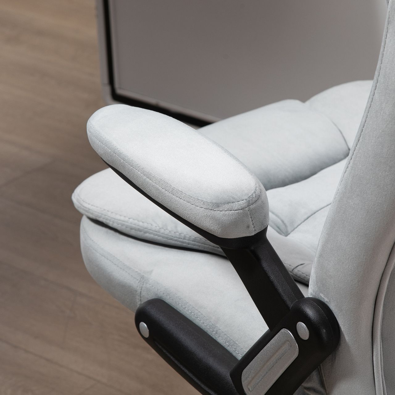 Vinsetto Massage Sessel, Bürostuhl mit Massagefunktion, Gaming Stuhl, höhenverstellbarer Chefsessel, ergonomischer Drehstuhl, PU-Räder, Grau, 67 x 74 x 107-116 cm