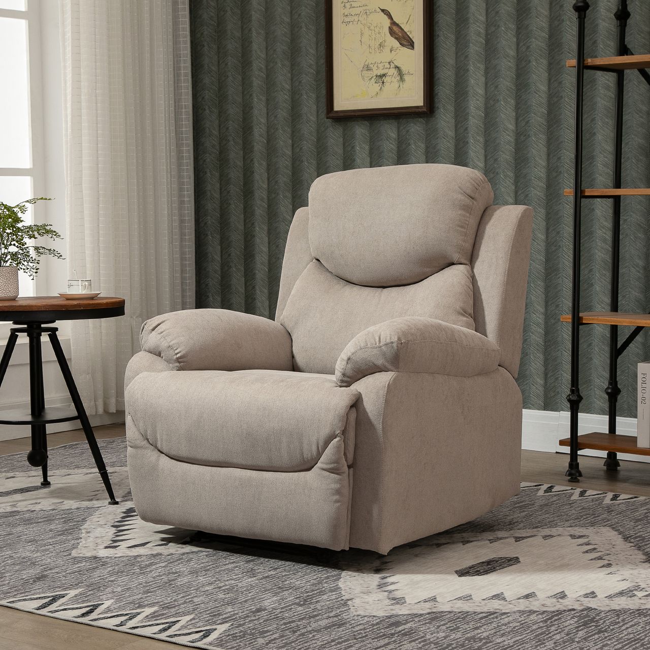 HOMCOM Relaxsessel Einzelsofa Liege 150° neigbar Fernsehsessel Leinen Beige 97 x 96 x 105,5 cm