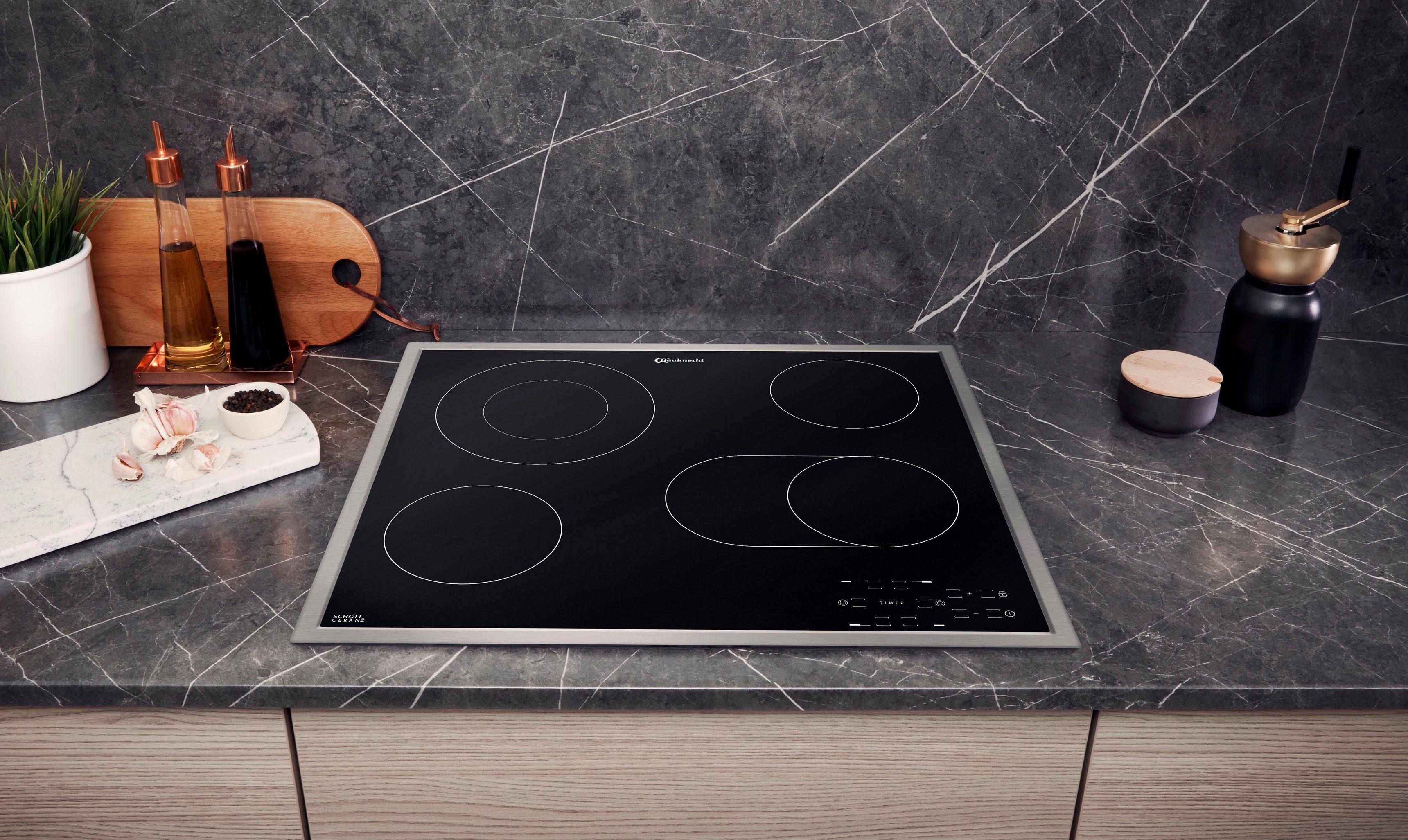 BAUKNECHT Backofen-Set BAKO4 HR6 BLACK, mit 2-fach-Teleskopauszug, Hydrolyse