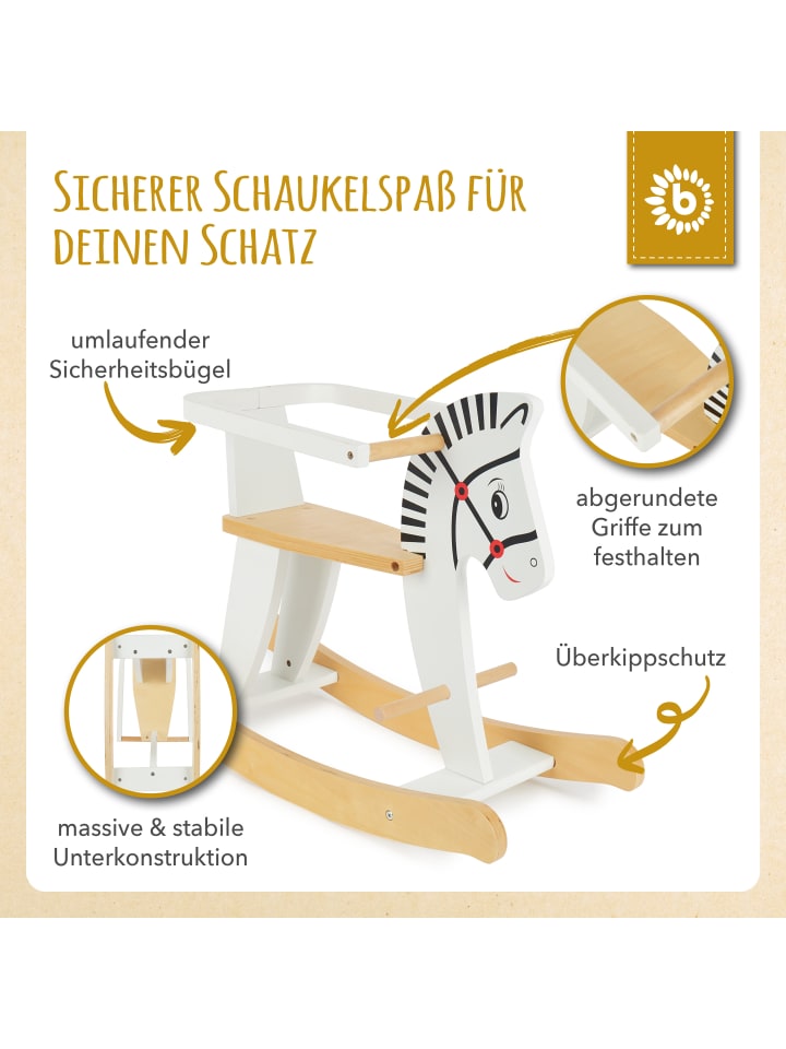 Bieco Spielwaren Schaukeltier aus Holz Zebra in Weiß günstig kaufen onesize