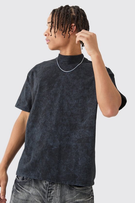 Oversize T-Shirt mit Acid-Waschung und Print