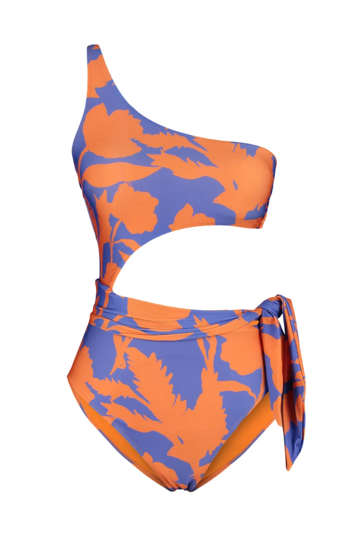 Trendyol Collection  Badeanzug mit Blumenmuster, One-Shoulder-Ausschnitt/Fenster, normal, TBESS22MA0197