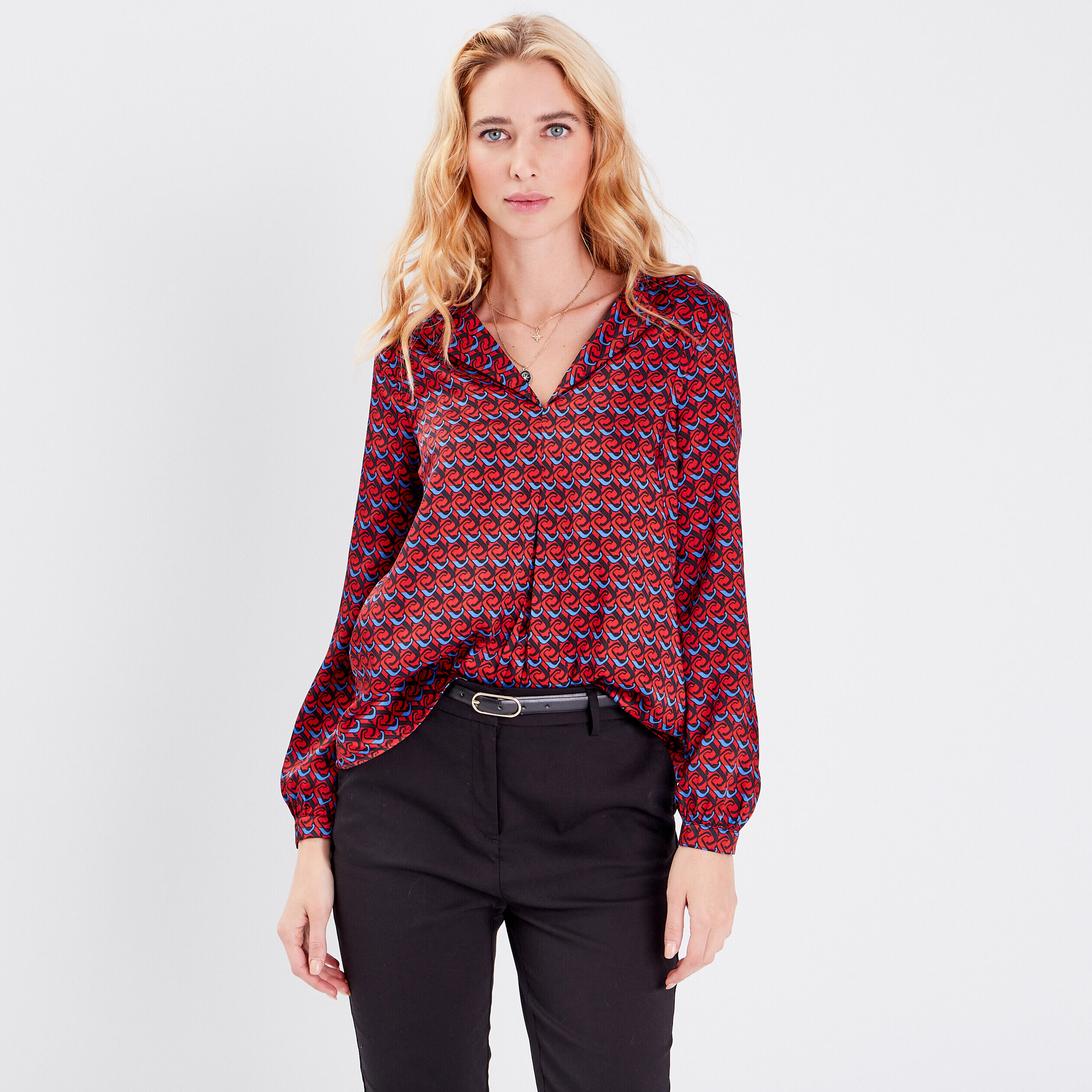 Blouse manches longues rouge femme | Cache Cache