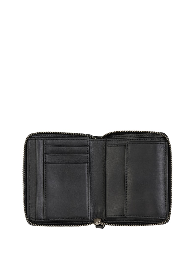 Portemonnaie aus Leder mit Label-Detail Modell 'Conny' in schwarz