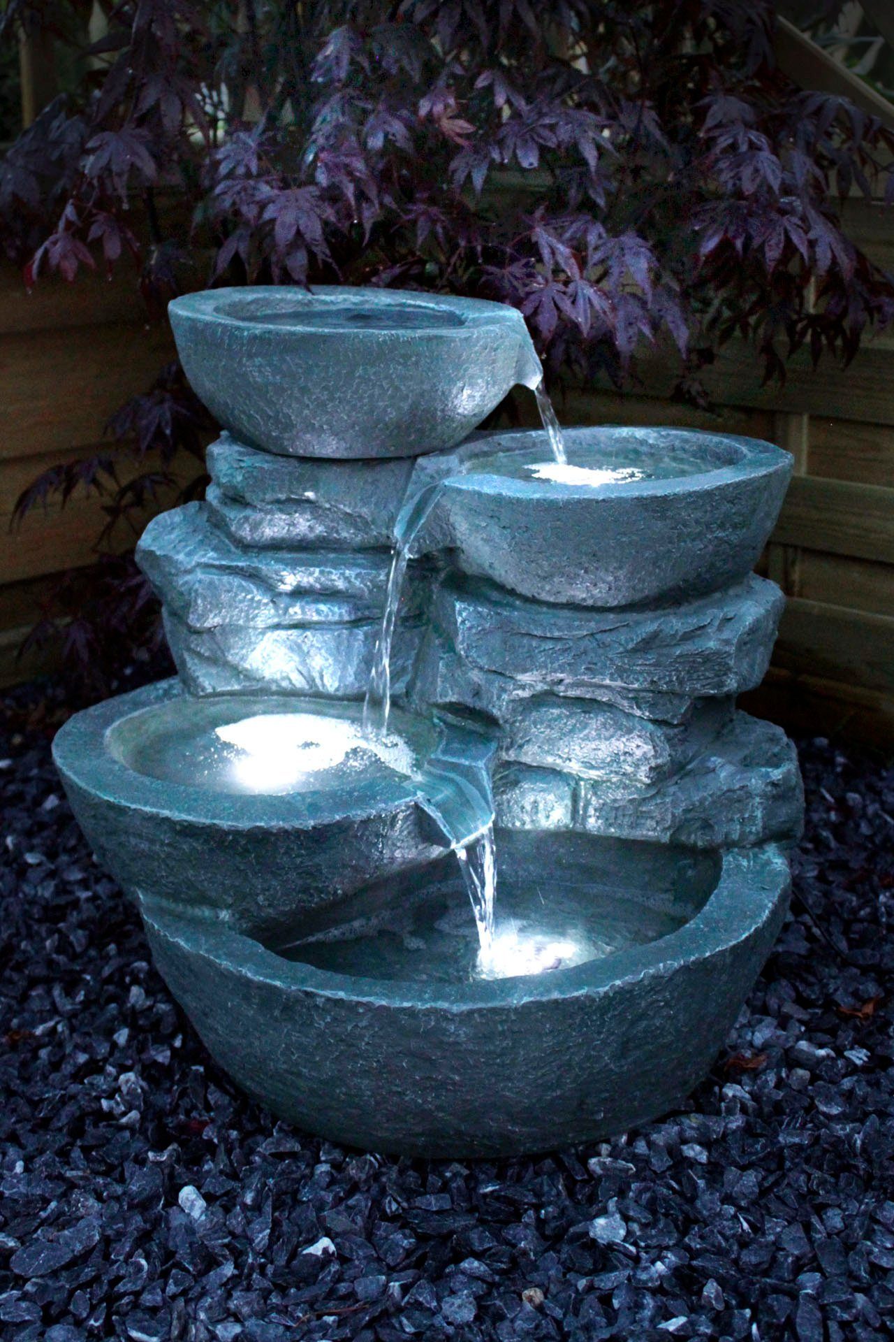 Arnusa Zimmerbrunnen großer Springbrunnen Wasserfall 50 cm Zimmerbrunnen Groß Wasserspiel, mit LED Beleuchtung Indoor und Outdoor