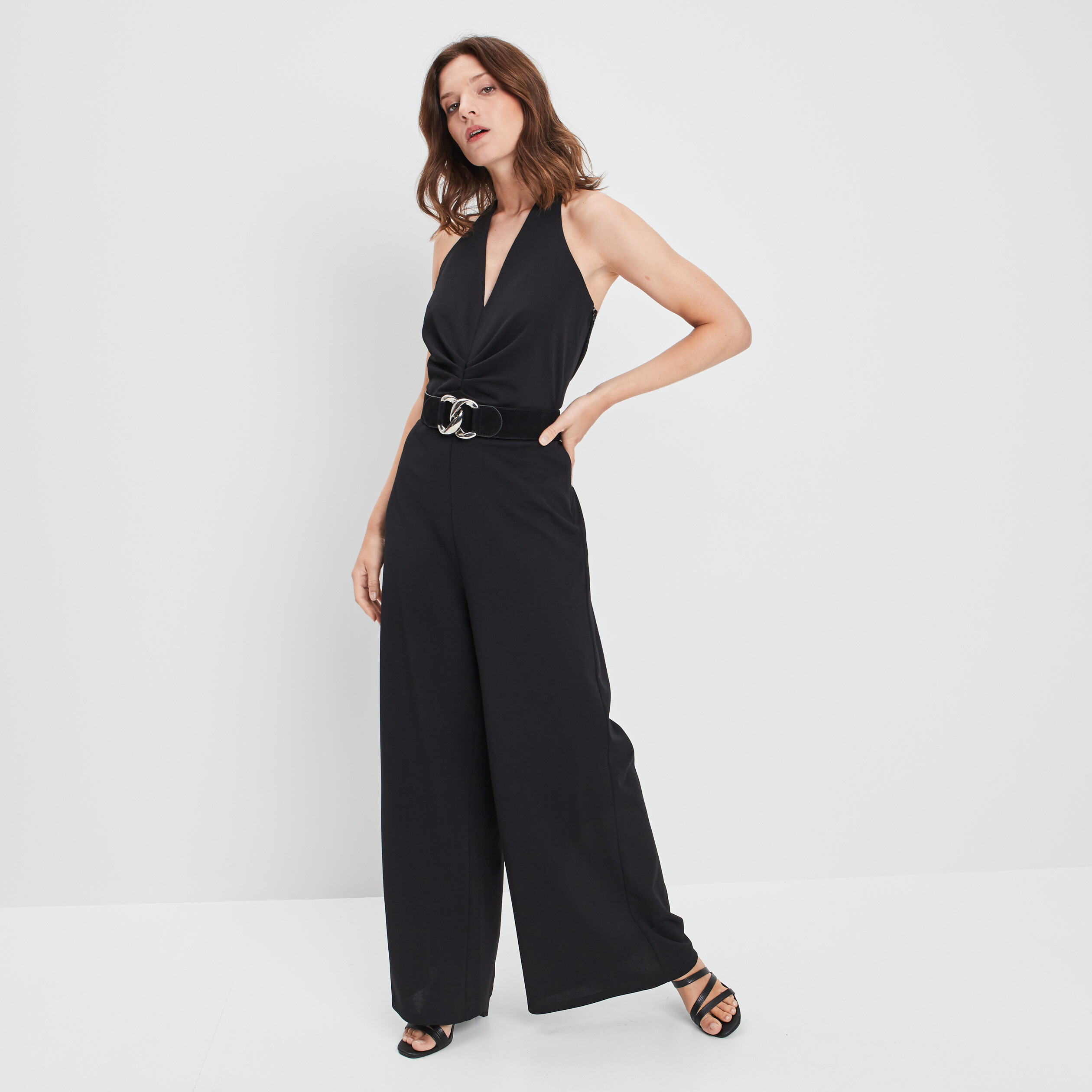 Combinaison pantalon de soirée dos nu noir femme | La Halle