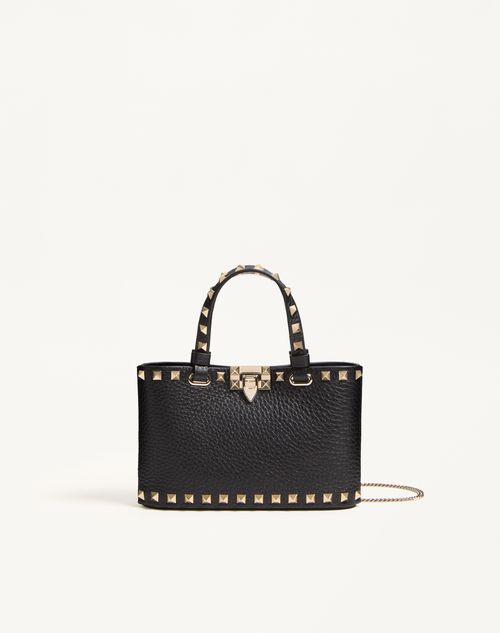 Bolsa de compras Mini Rockstud em couro de bezerro granada