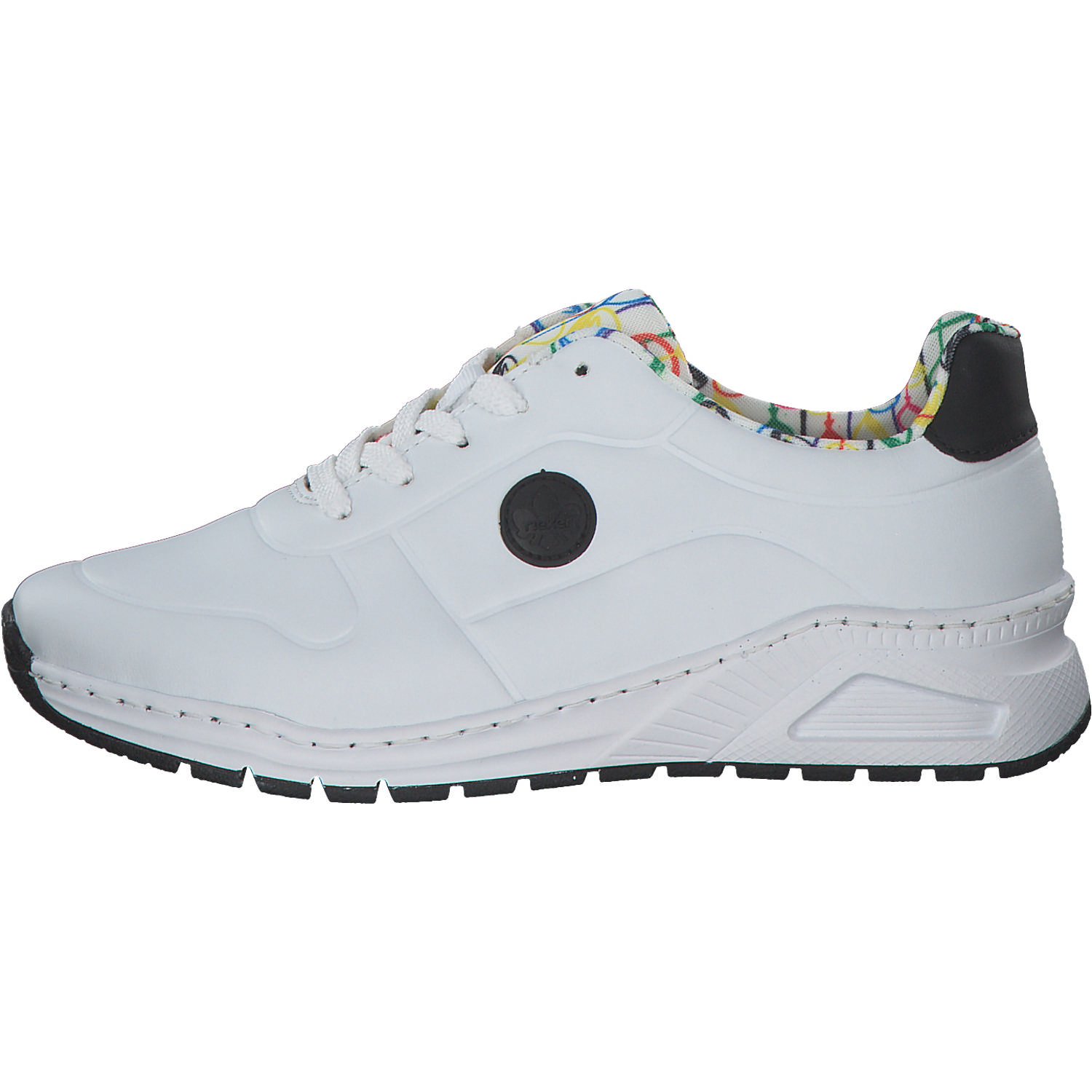 Rieker M4903, Sneakers Low, Damen, weiss/schwarz/weiss-multi