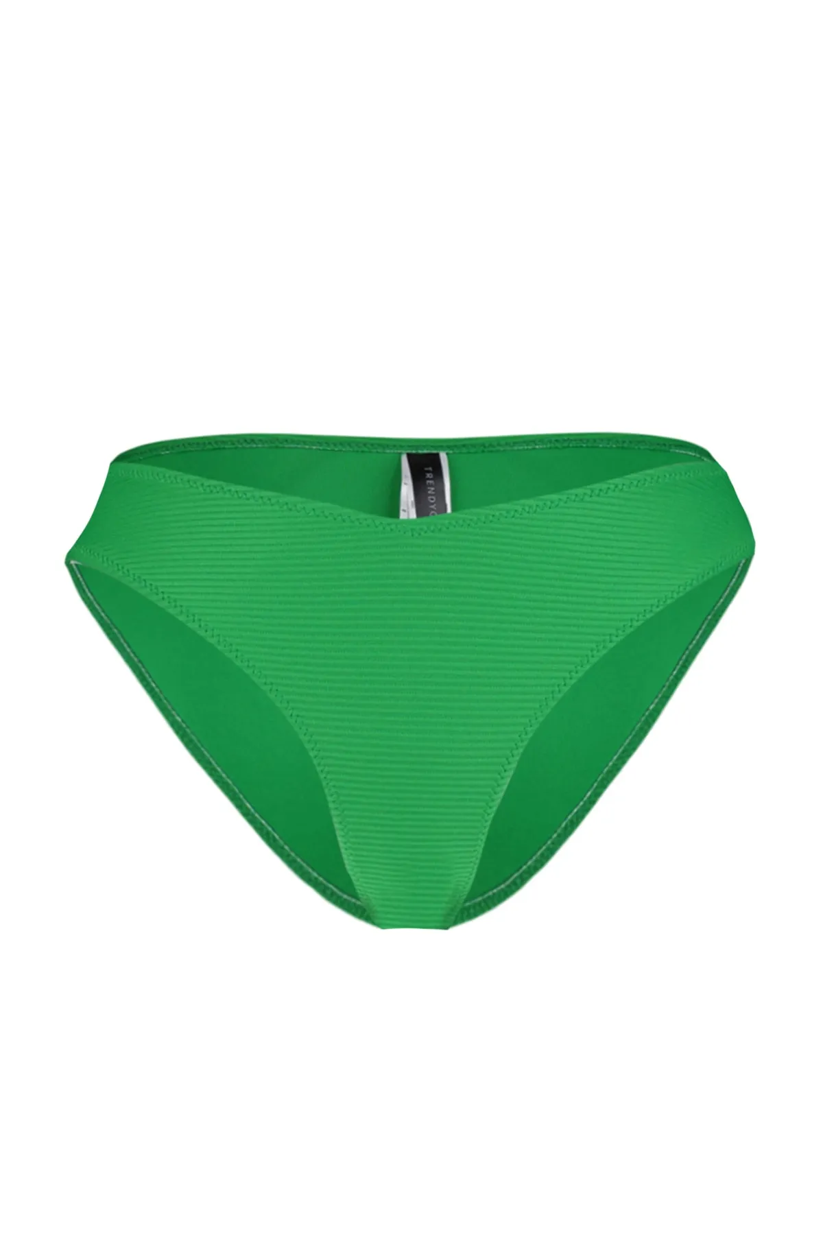 Trendyol Collection  Grüne strukturierte Bikinihose mit V-Ausschnitt und hohem Beinausschnitt TBESS23BA00246