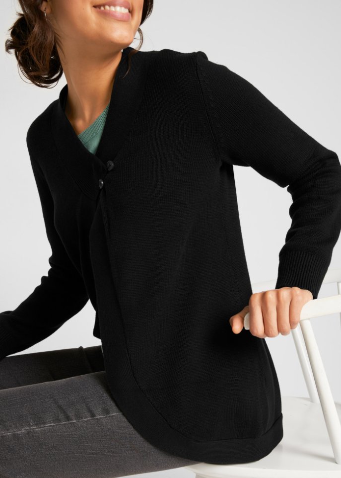Strickjacke mit rundem Saum