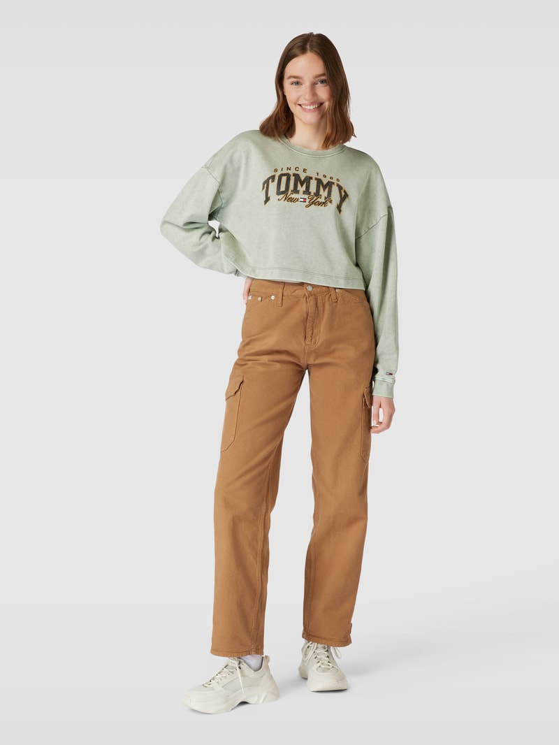 Sweatshirt mit Label-Print in schilf