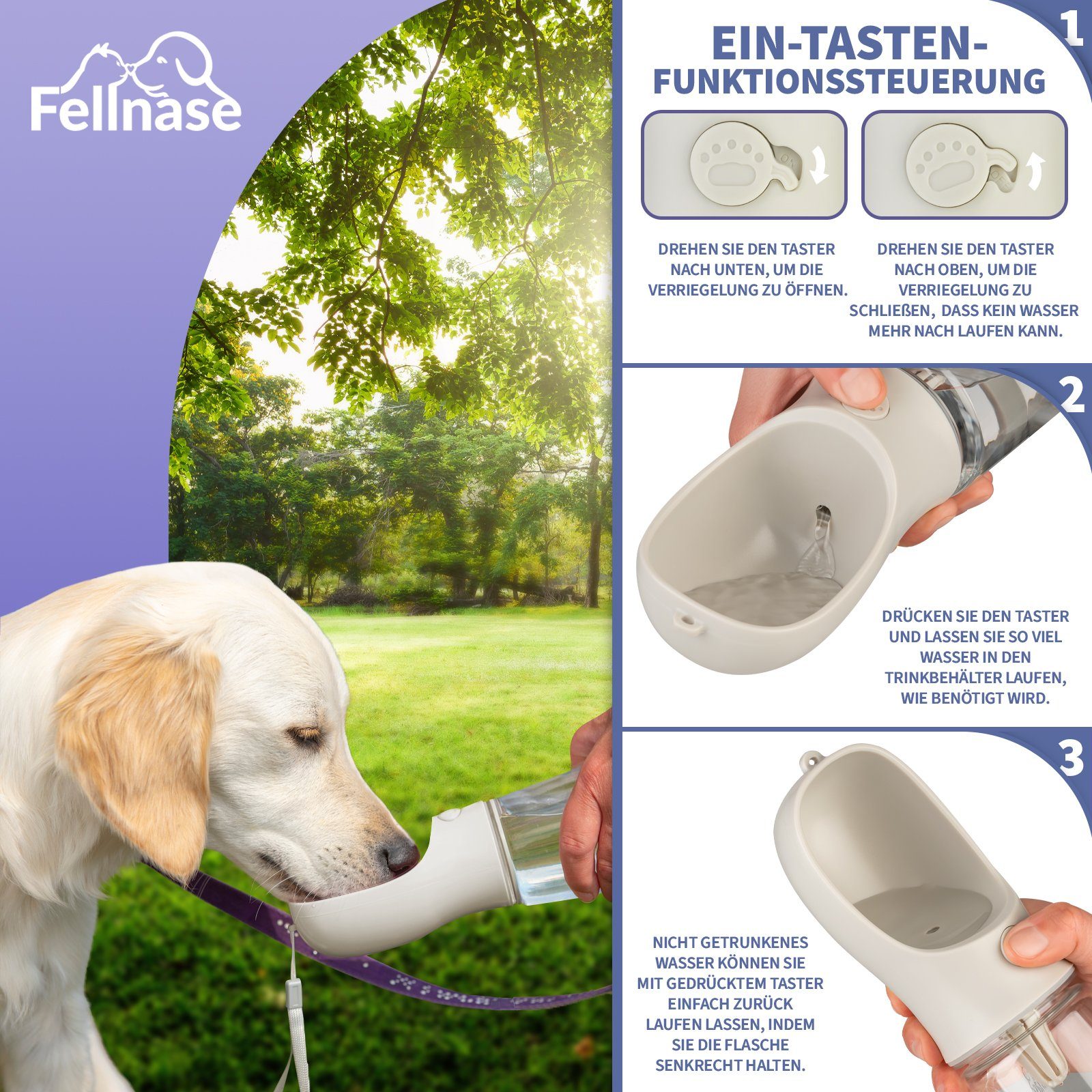Fellnase Hunde-Futterautomat Hunde Tinkflasche mit Futterbox 500 ml