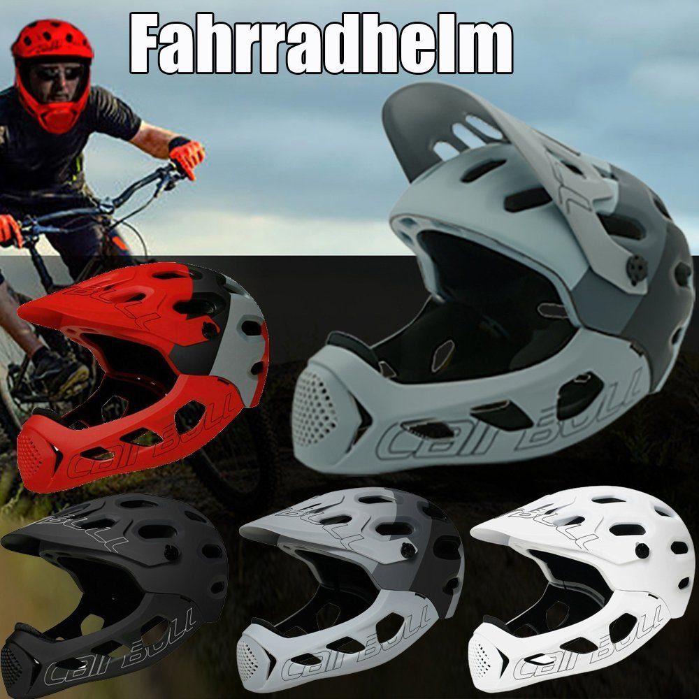 meeteu Fahrradhelm Fullface Helm Fahrradhelm (Downhill BMX MTB Integralhelm, Abnehmbar Mountainbike Downhill Freeride Offroad Bike), Größen 56-62cm