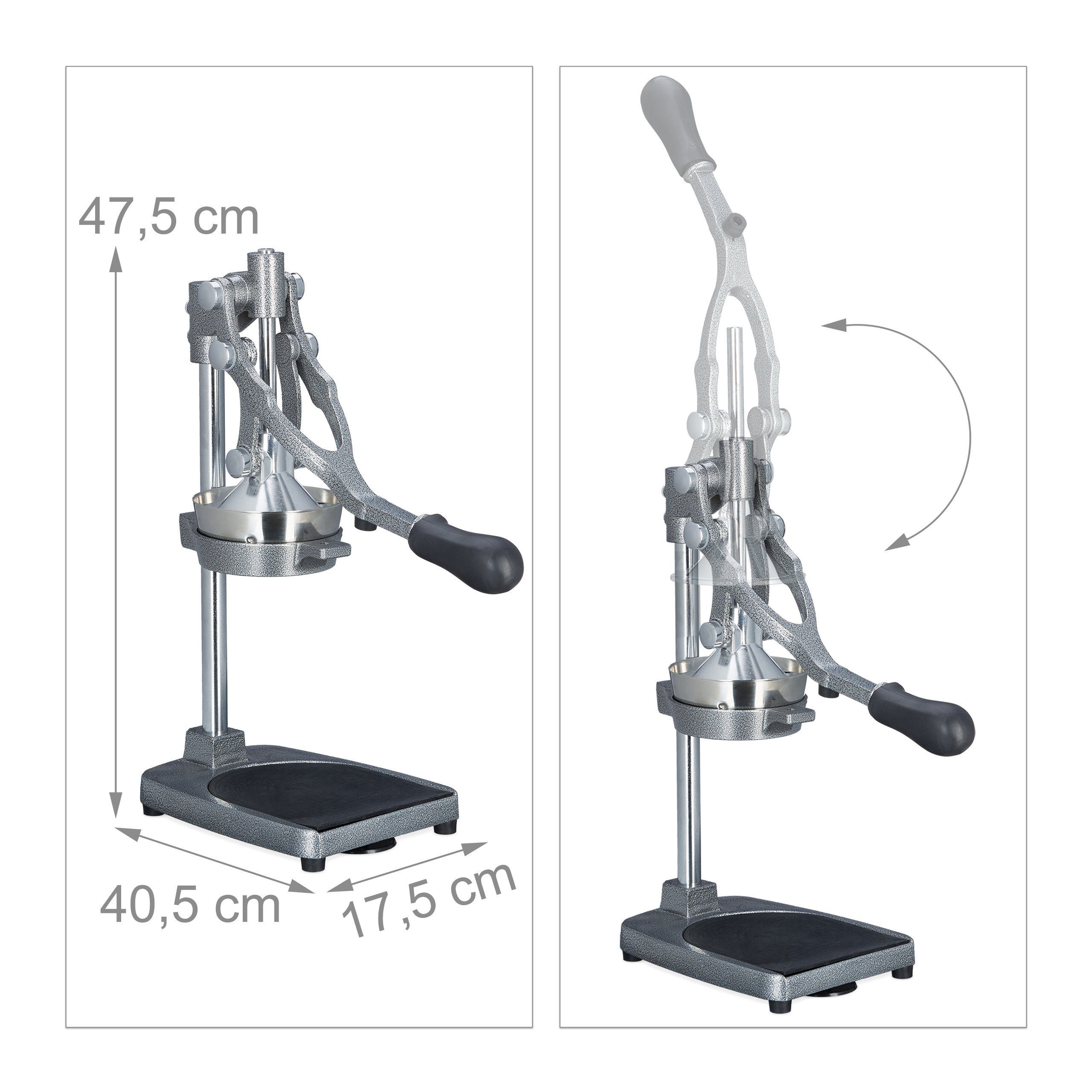 relaxdays 2in1 Zitruspresse Saftpresse manuell mit Schneide-Aufsatz