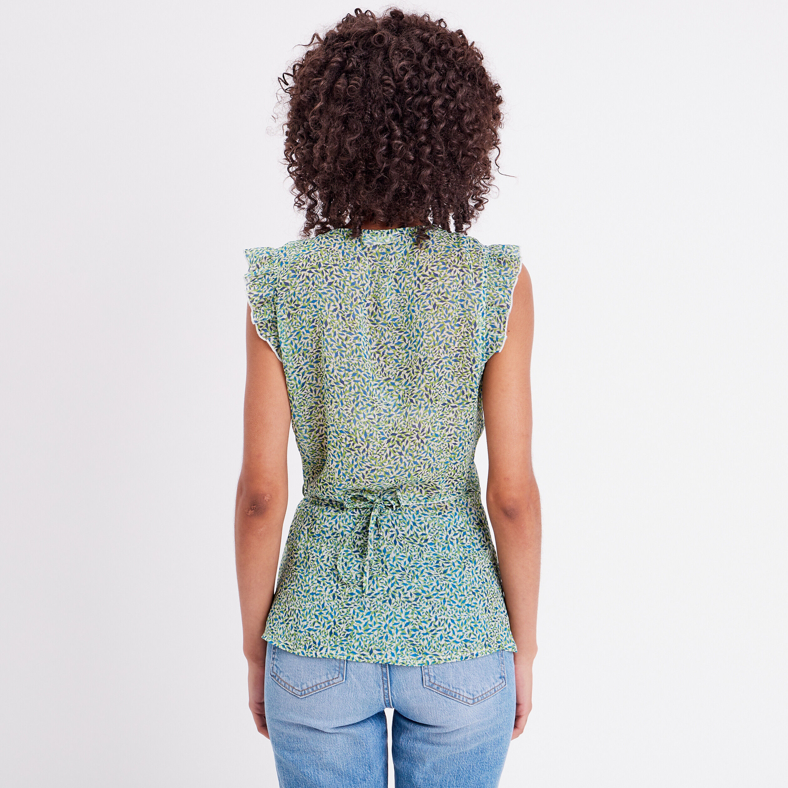 Blouse col cache-coeur vert femme | Cache Cache
