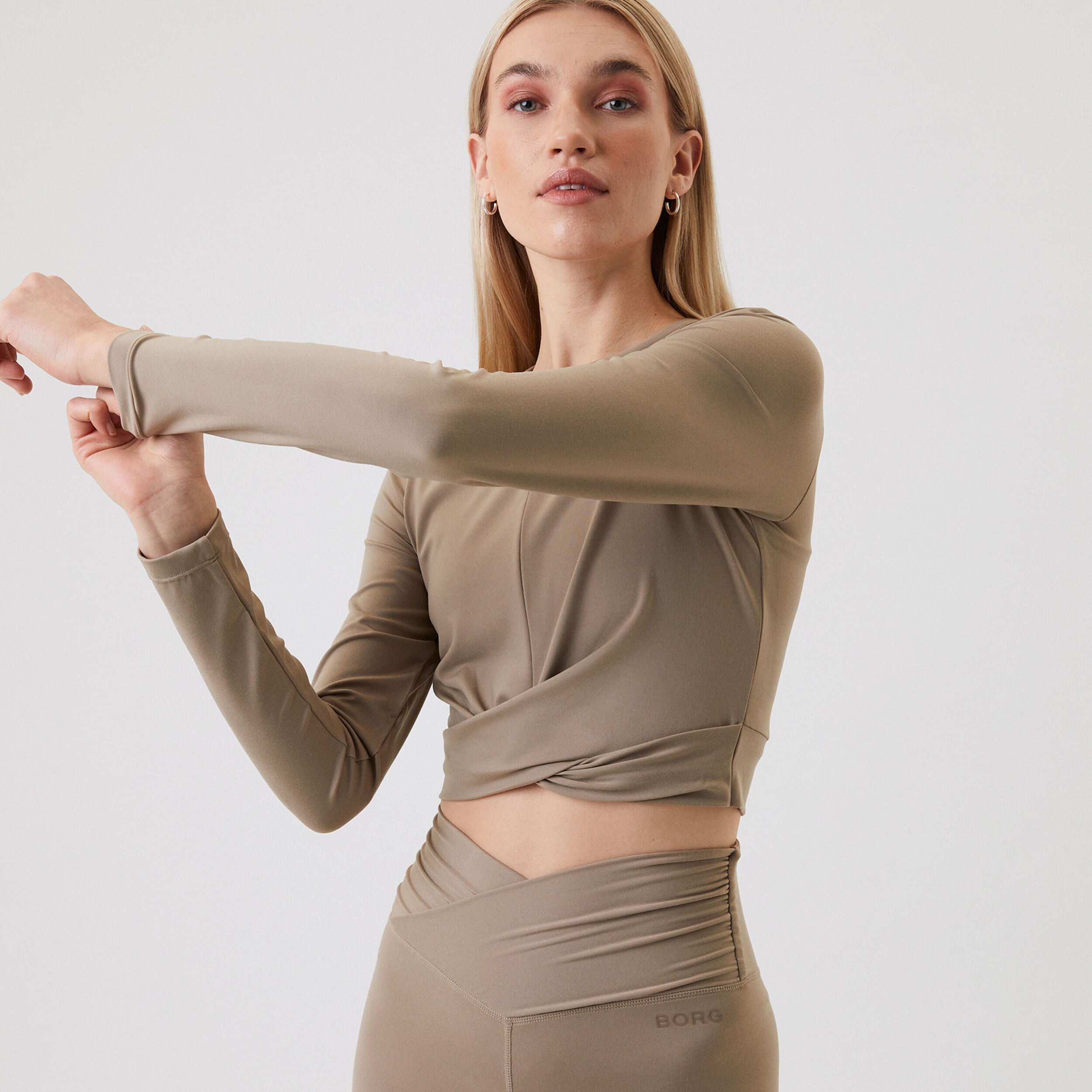 Borg Cross Longsleeve Damen - Beige