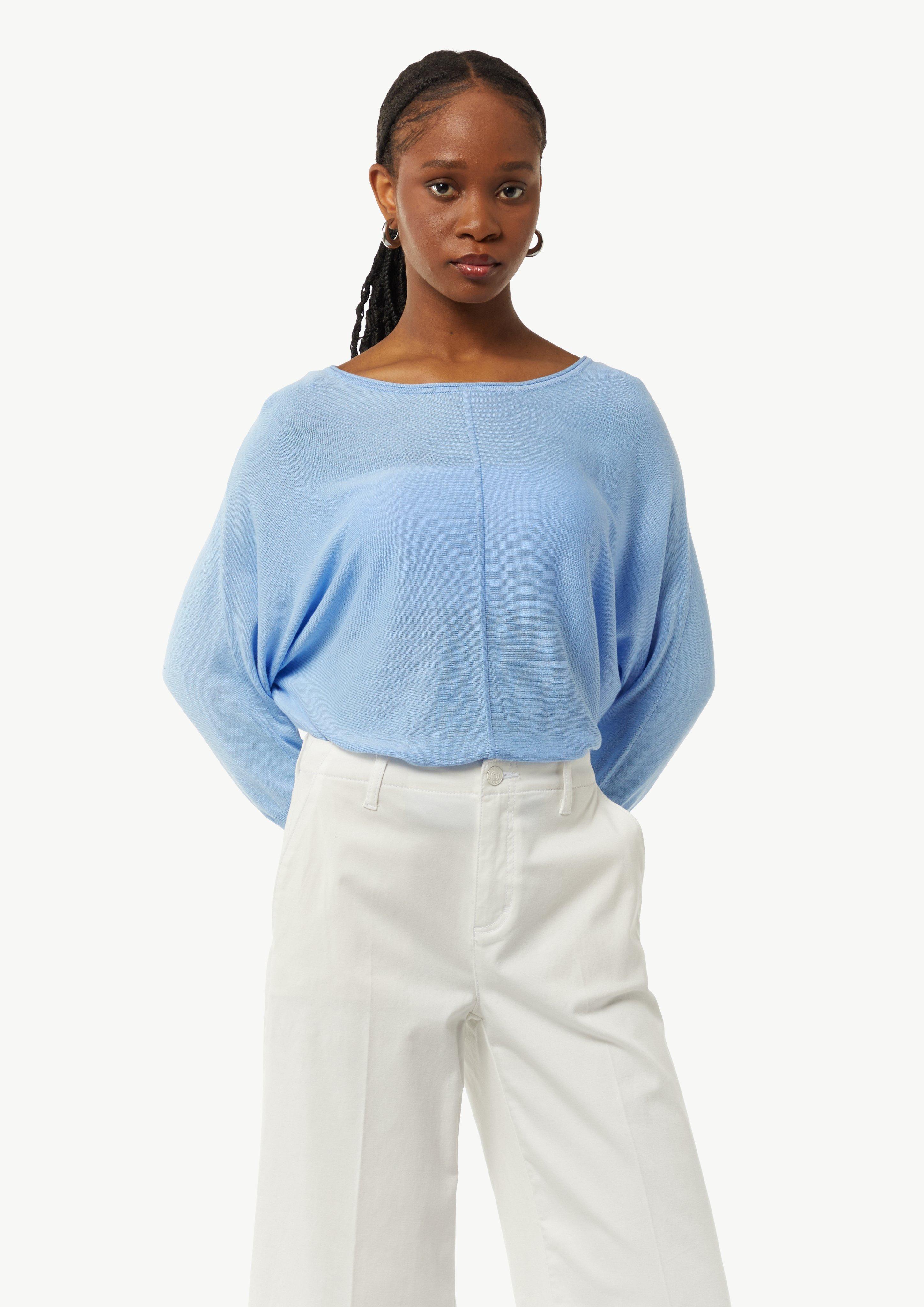 Oversized-Pullover mit Fledermausärmeln - himmelblau