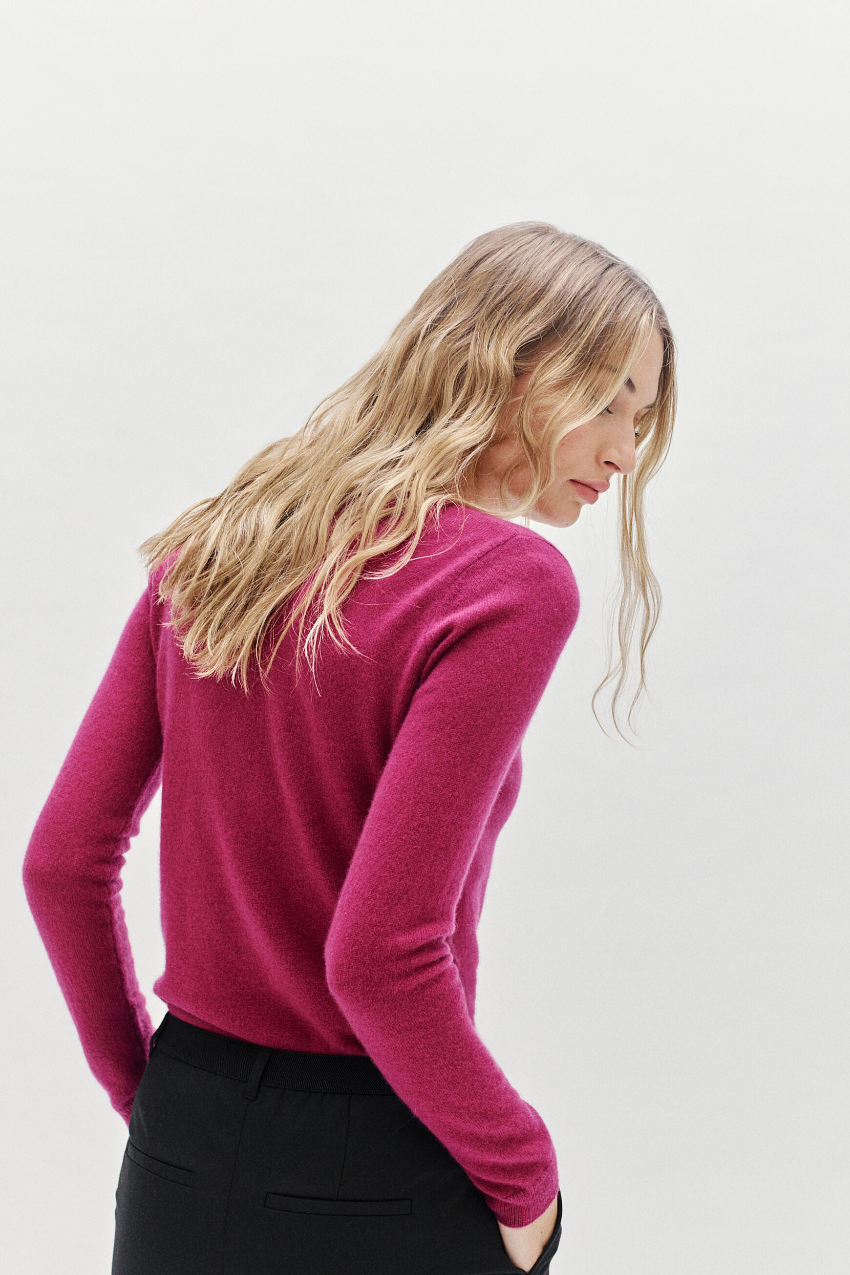 pull eva 100% cachemire rose cerise femme