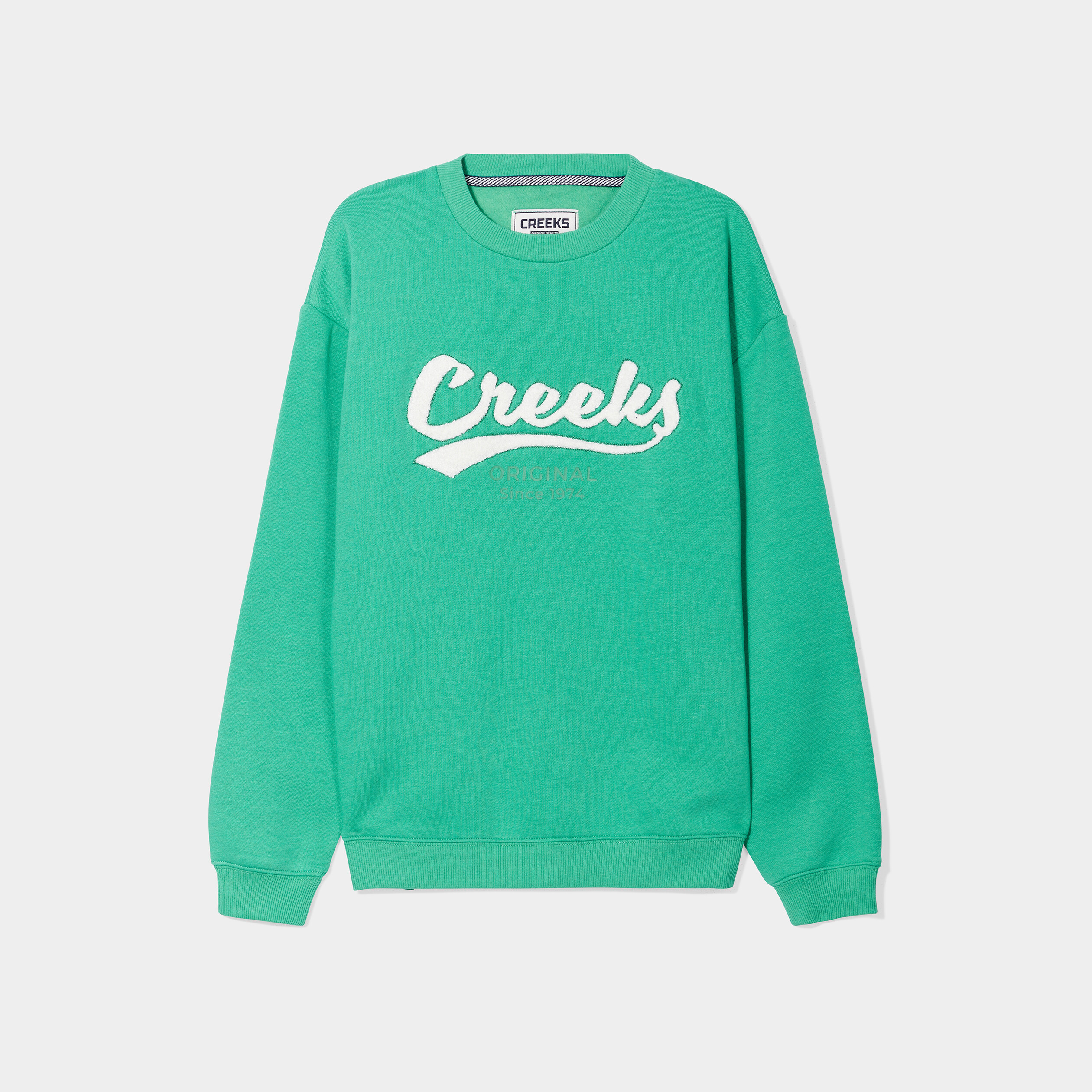 Sweat col rond manches longues Creeks vert femme | La Halle
