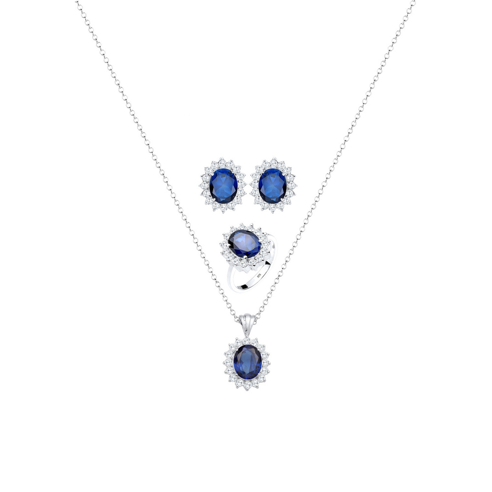 Elli Elli Ensemble de Bijoux Femme Pendentif Glamorous avec des Cristaux de Zircone Cu Bijoux