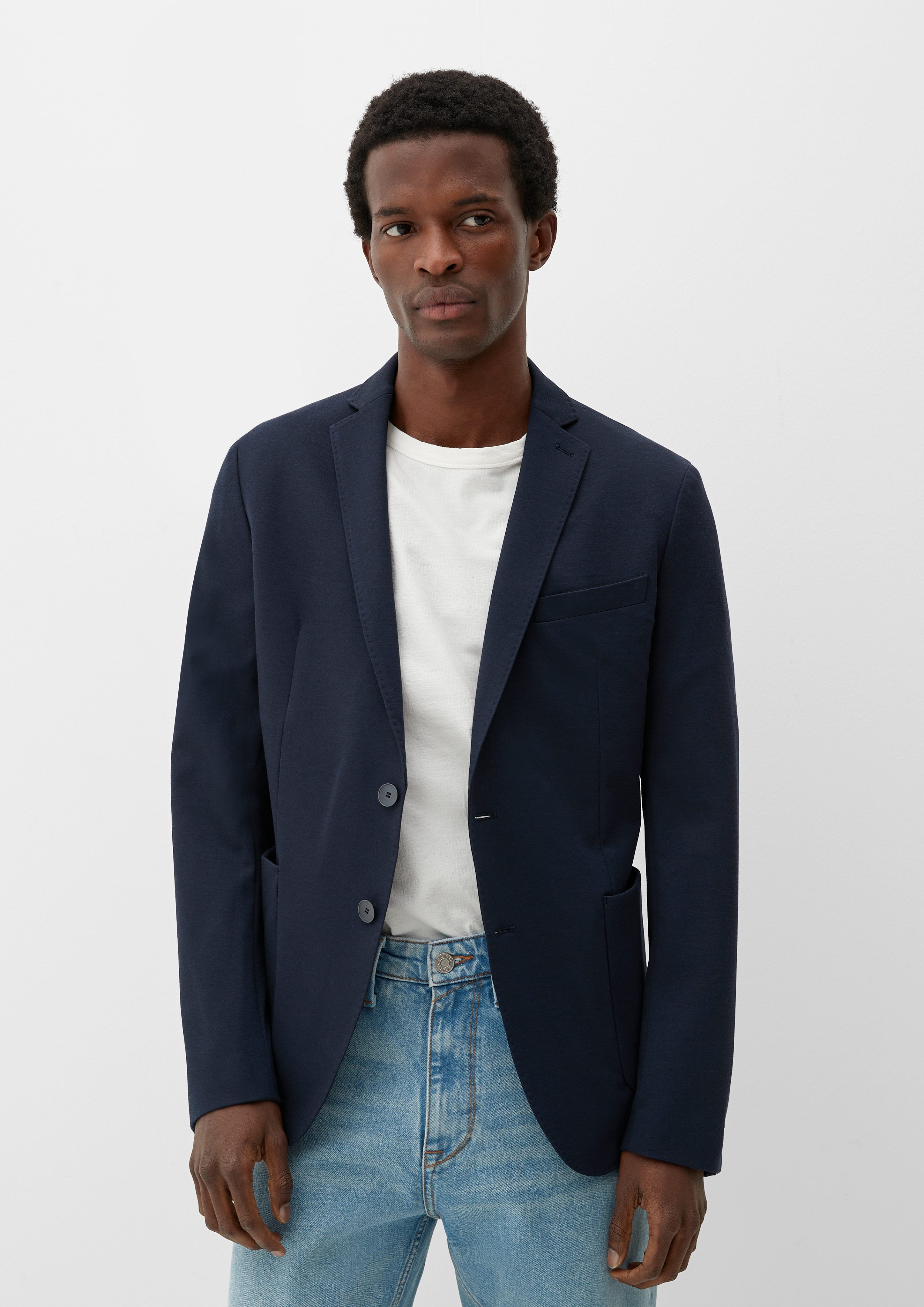 s.Oliver Sakko Slim: Joggsuit-Sakko aus Stretch-Jersey Ziernaht