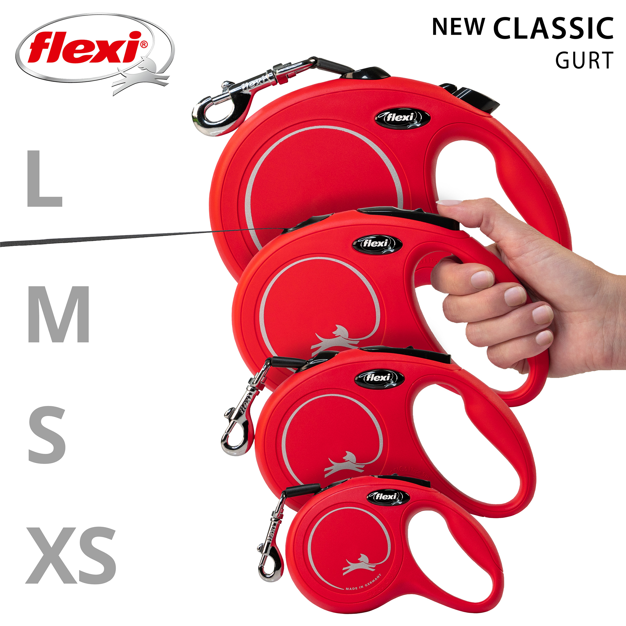 Flexi Hundeleinen Flexi New Classic Gurt rot XS, 3 m, 12 kg