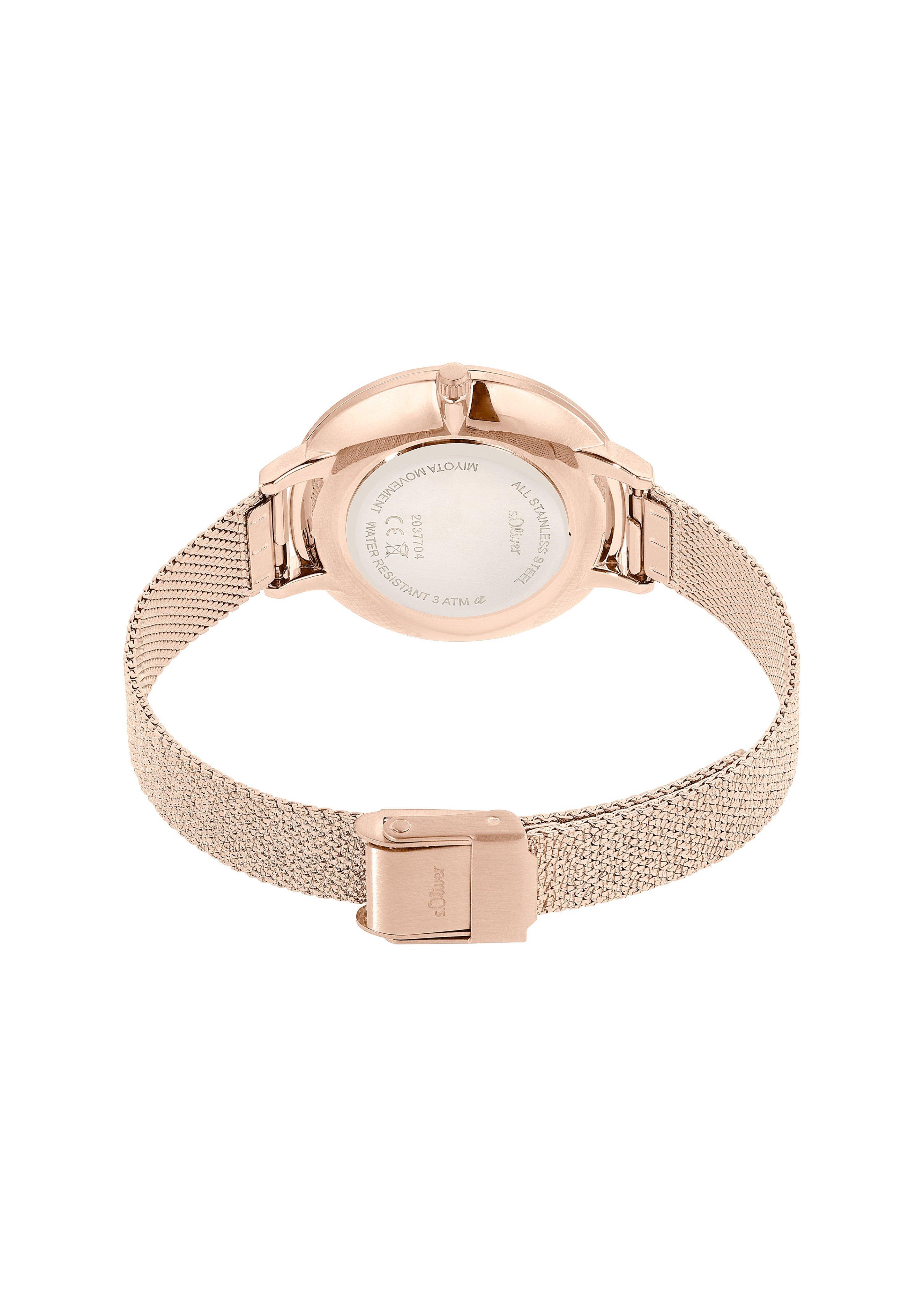 Roségoldene Armbanduhr mit Metallband  6009566-44B0