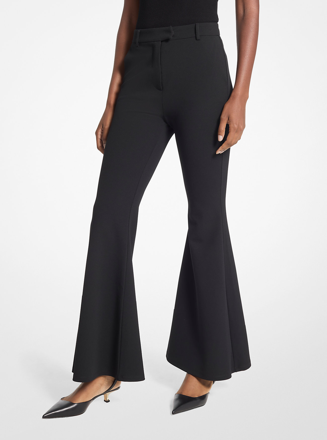 Stretch Crepe Flared Pant - BLACK