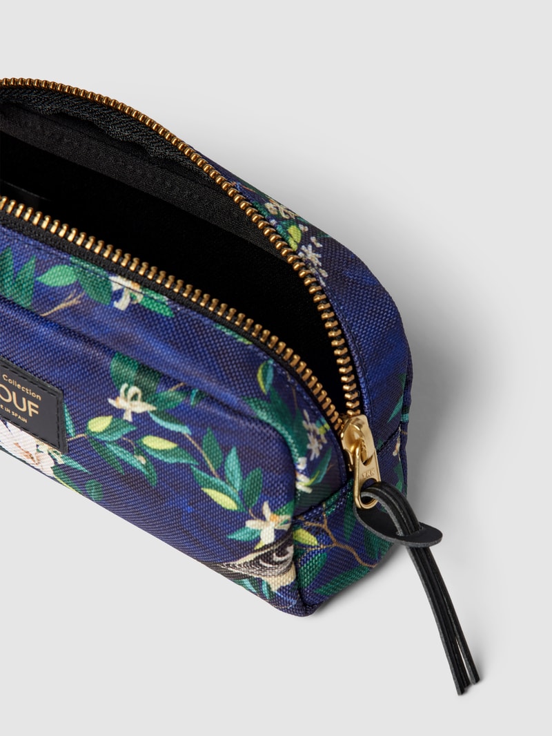 Kosmetiktasche mit Allover-Muster Modell 'Malu' in marineblau