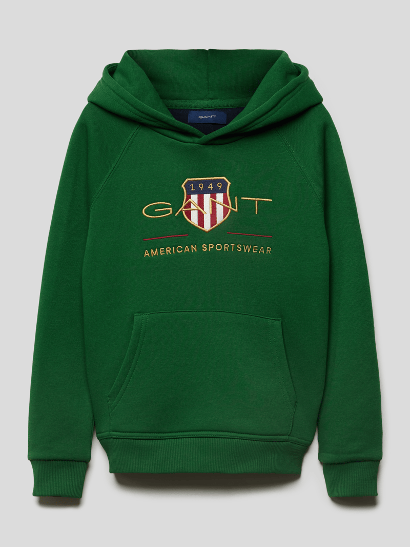 Hoodie mit Label-Stitching in marineblau