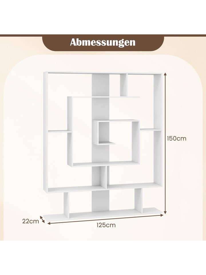 COSTWAY Bücherregal 7 Ebenen 125 x 22 x 150 cm in Weiß günstig kaufen onesize