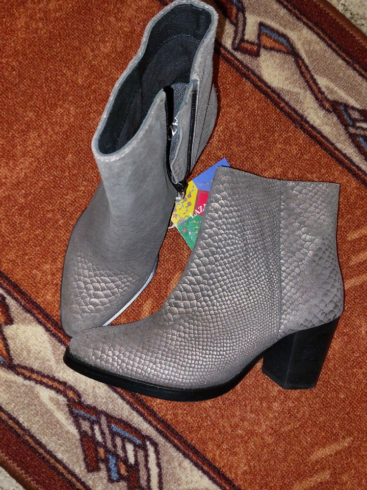 Lazamani Leder-Stiefeletten in Silber günstig kaufen 36