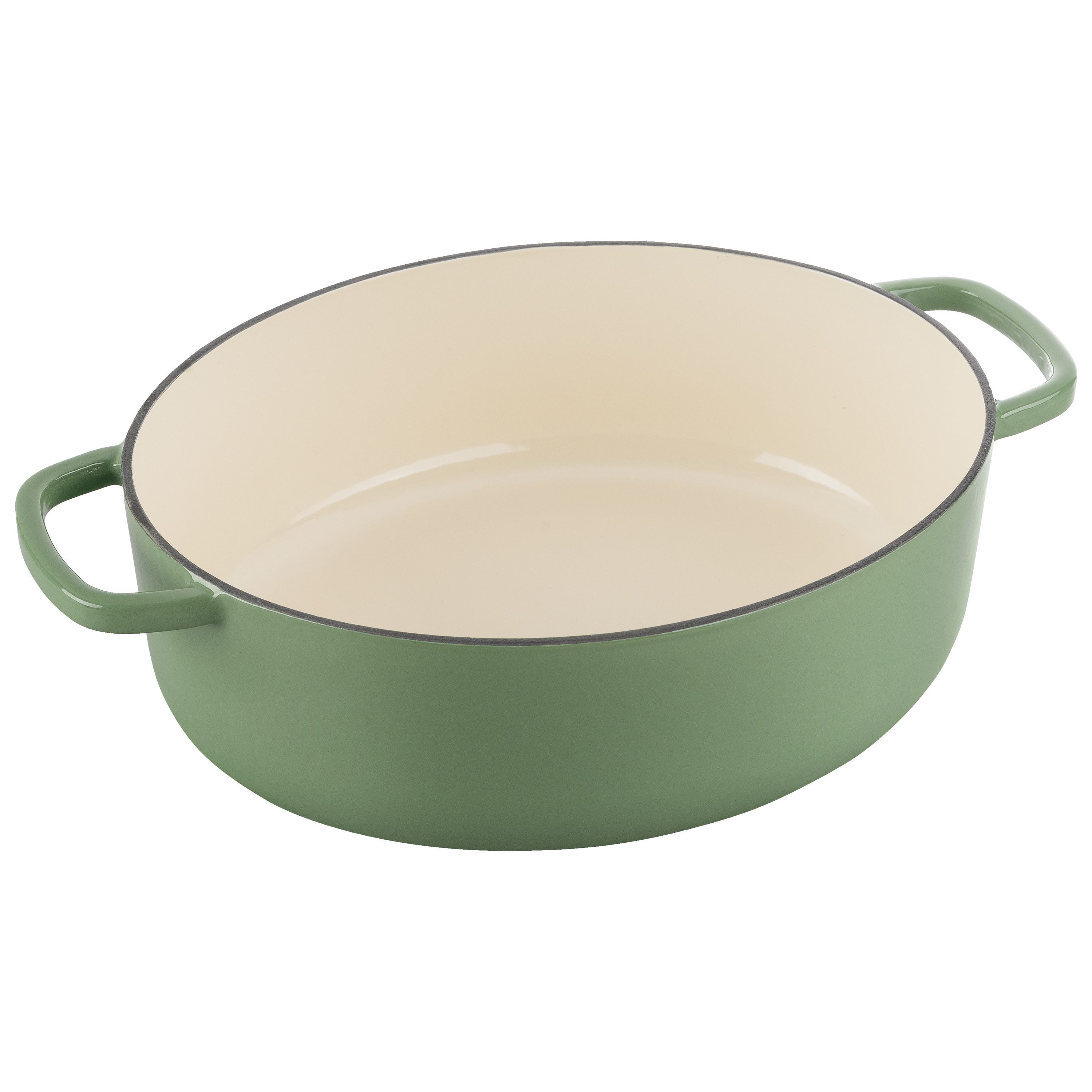 Cocotte 29 cm, oval, Grün, Gusseisen