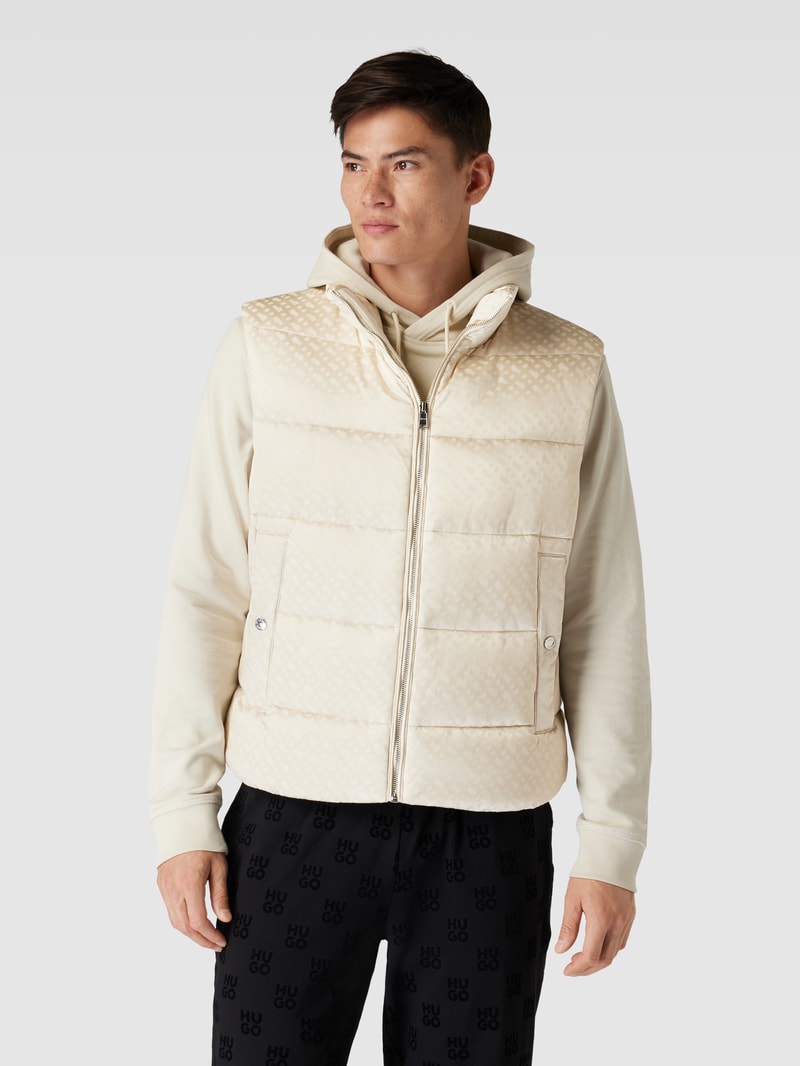 Steppweste mit Logo-Muster in offwhite