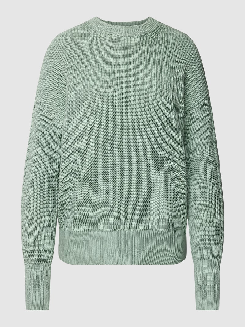 Strickpullover mit Rundhalsausschnitt in schilf