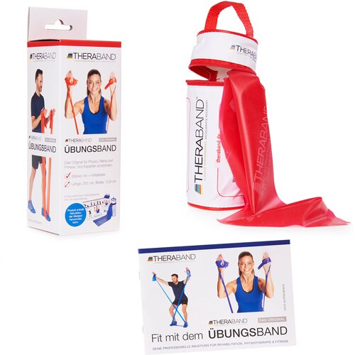 THERABAND ÜBUNGSBAND IN RV-TASCHE 2,50 M, MITTEL STARK, ROT, INKL. ANLEITUNG
