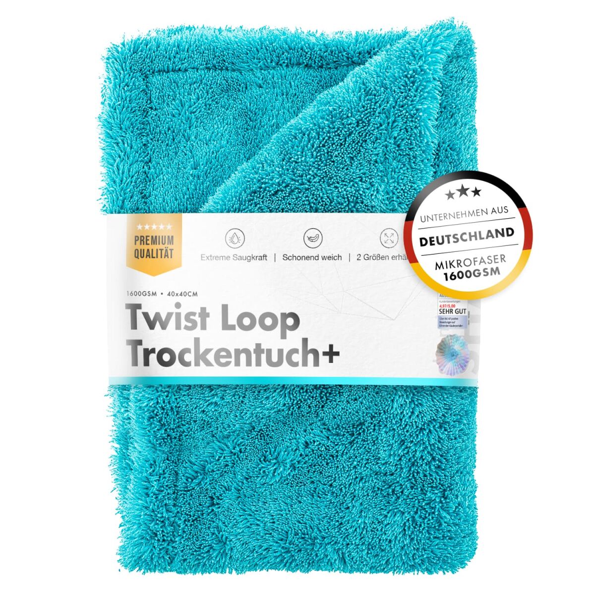 chemicalworkz Premium Twisted Towel 1600GSM Türkis Trockentuch 45×75cm