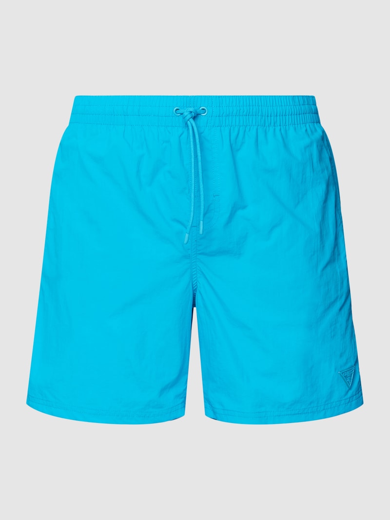 Badehose mit Label-Details in türkis