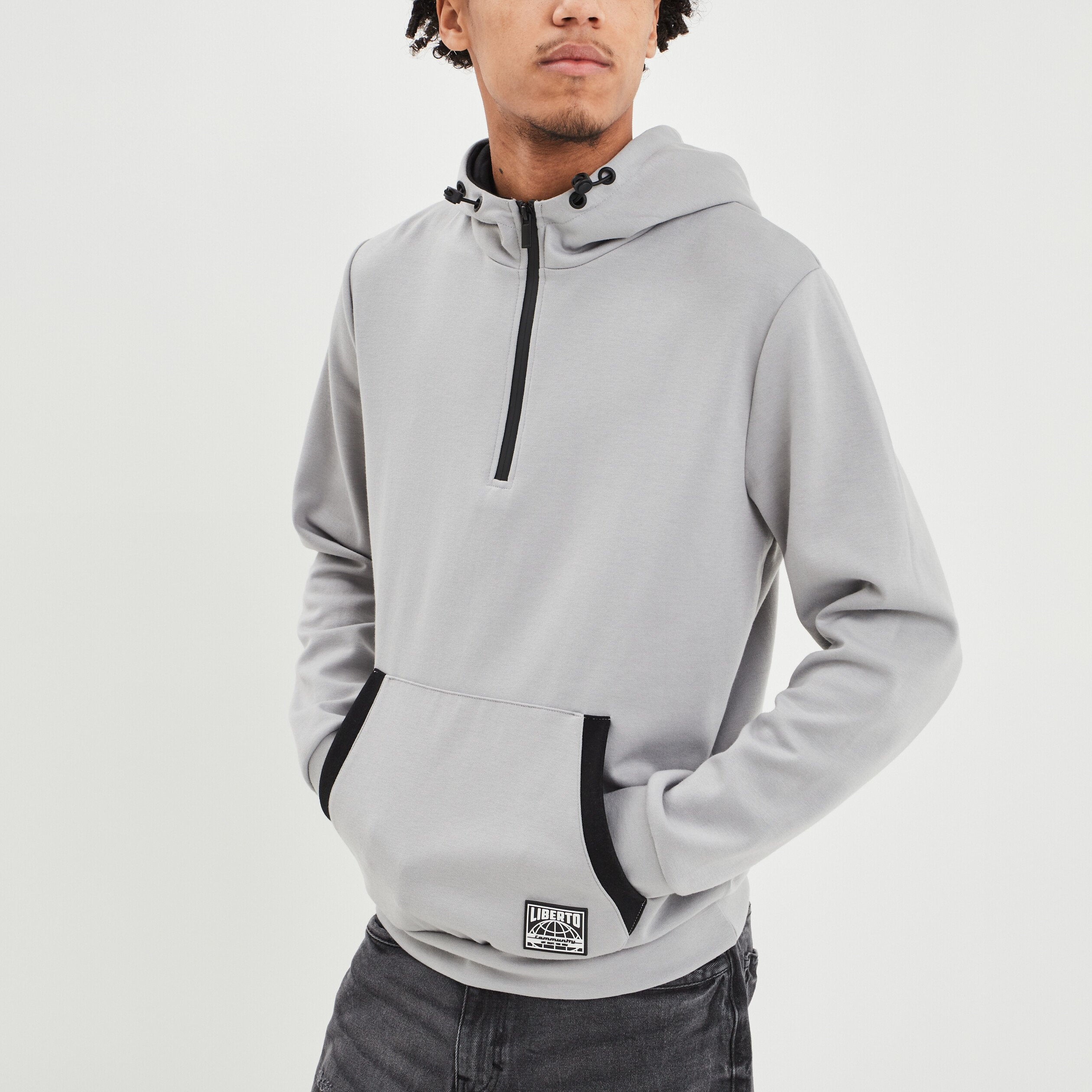 Sweat à capuche hoodie Liberto gris clair homme | La Halle