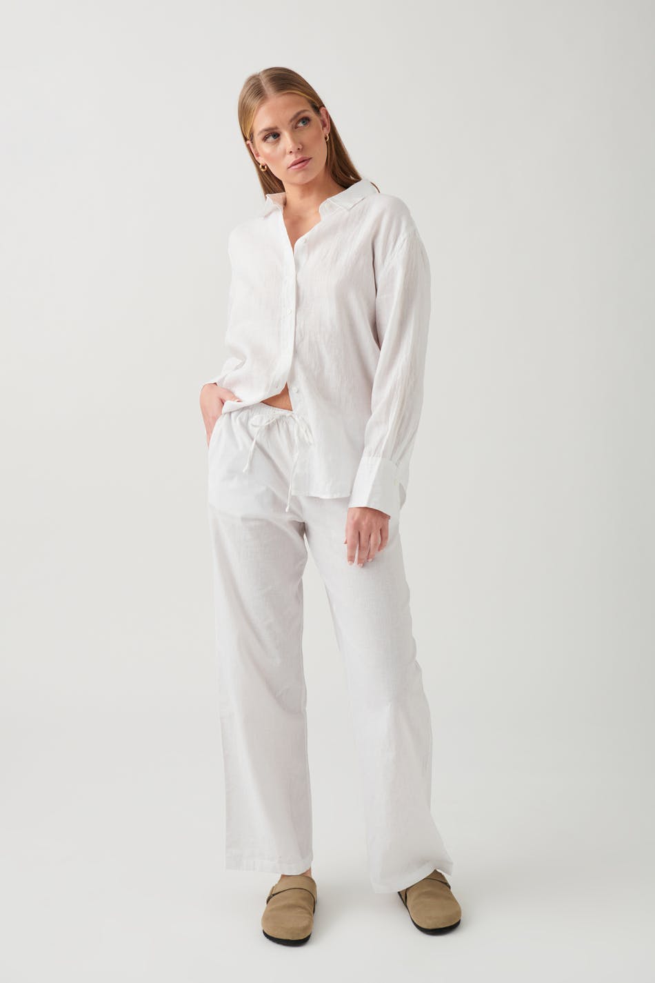 Linen blend trousers