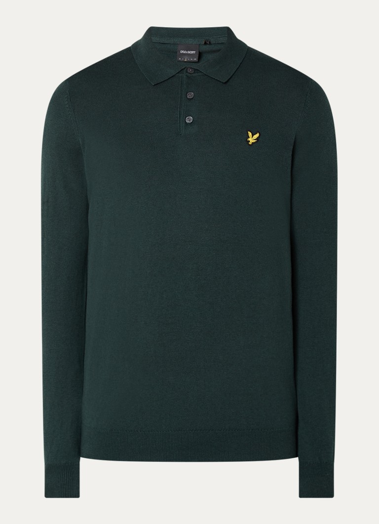Lyle & Scott Fino pletena polo majica regularnog kroja od mješavine merino vune s logotipom