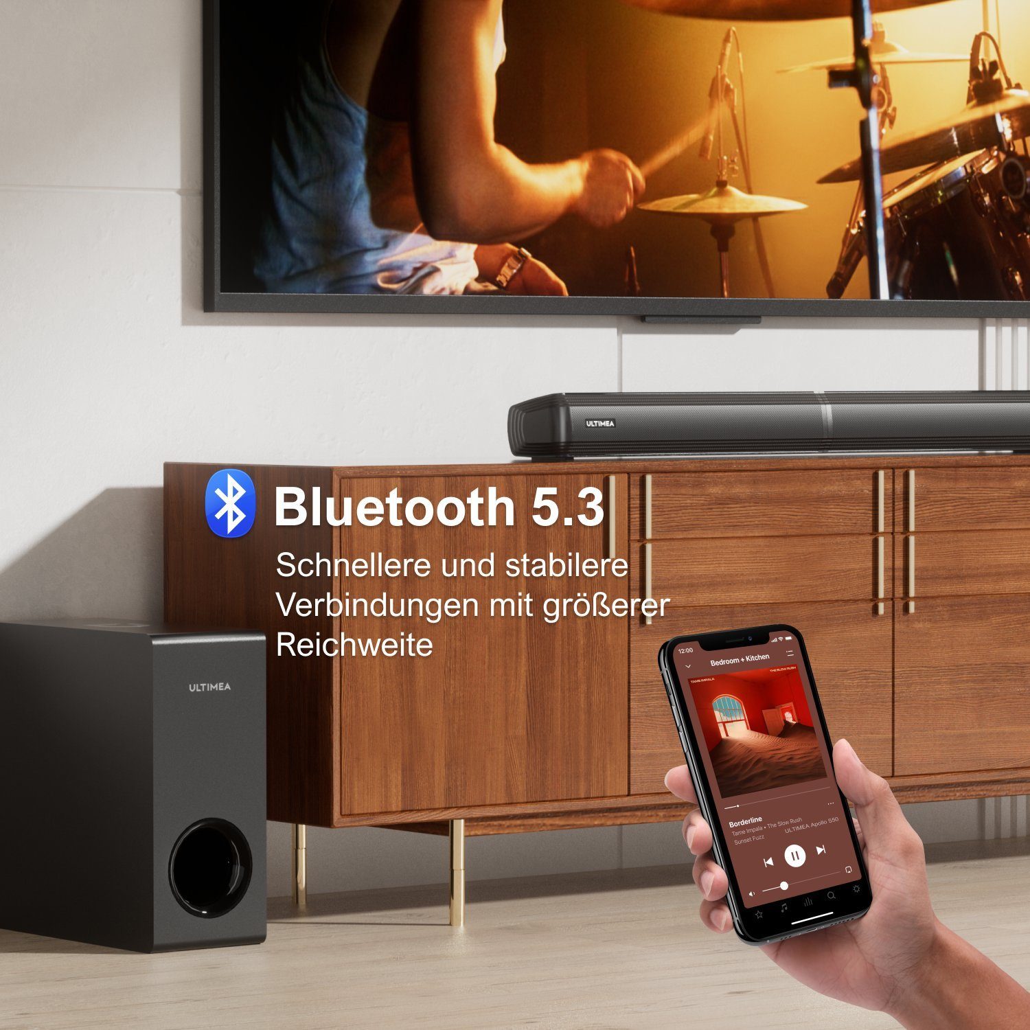 Ultimea Apollo S50 4.1-Kanal Soundbar (Abnehmbar Lautsprecher, 200W, mit Subwoofer)