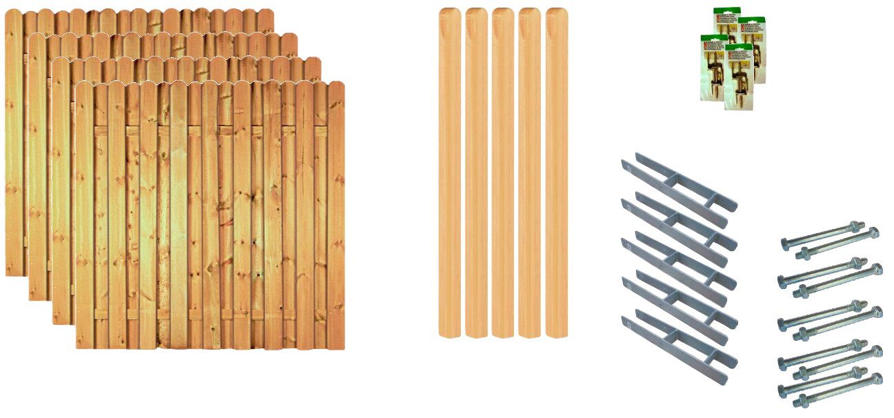 Tetzner & Jentzsch Bohlenzaun Los Angeles 2, (Set), 4 Elemente, LxH: 765x180 cm