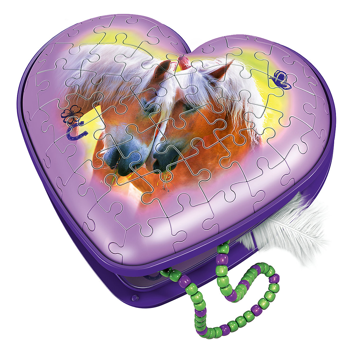 3D-Puzzle Herzschatulle Pferde, 54 Teile