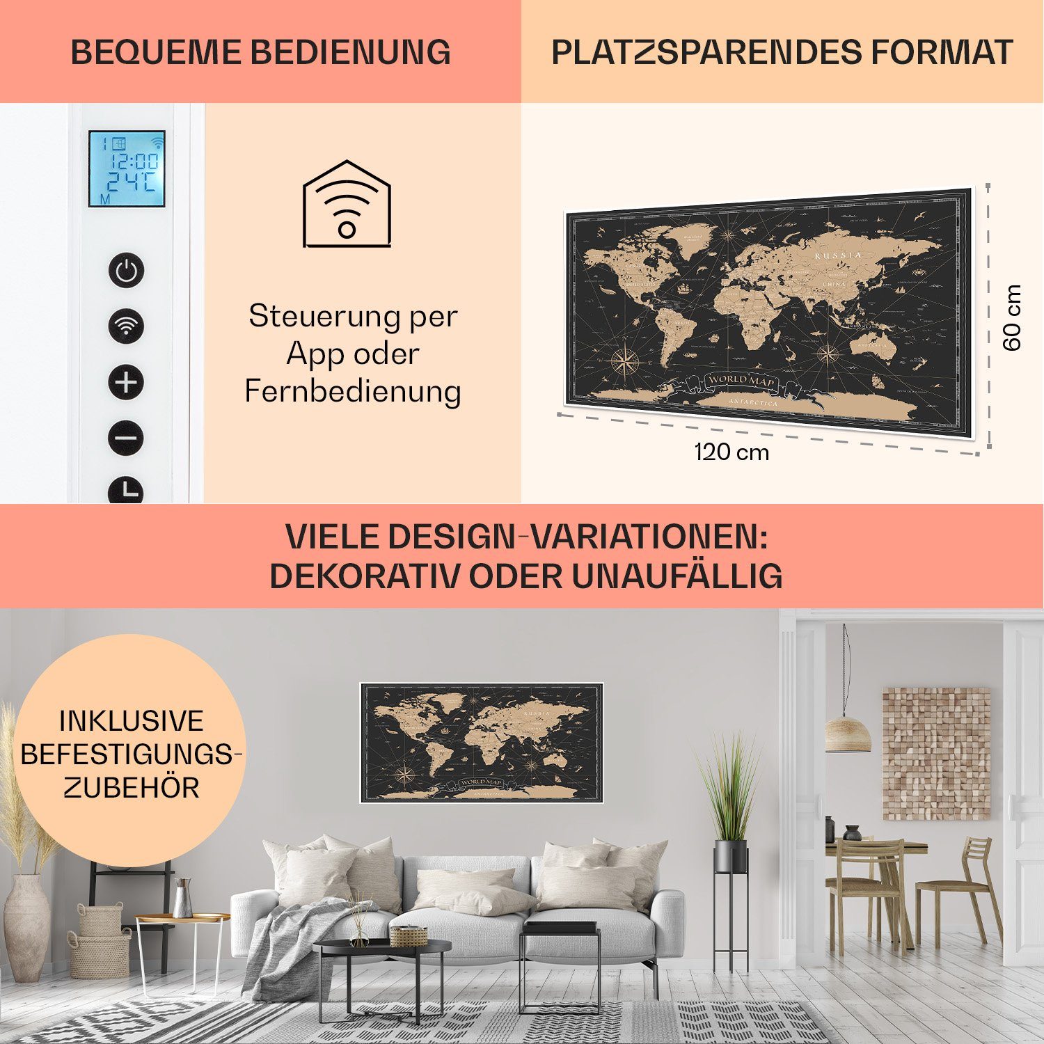 Klarstein Heizkörper Wonderwall Air Art Smart 700W, elektrische Infrarotheizung mit Thermostat Bild elektrische Heizung